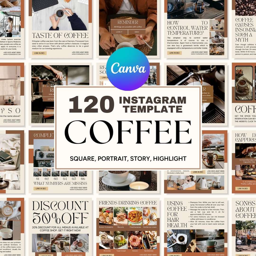 120 Coffee Light Brown Instagram Post - Social Media Canva Template