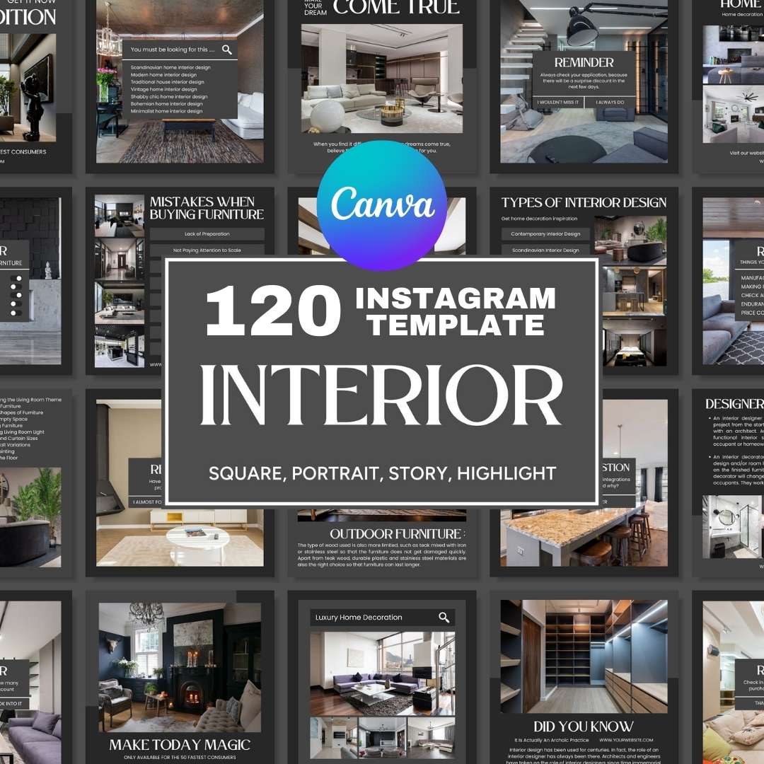120 Interior Black Instagram Post - Social Media Canva Template