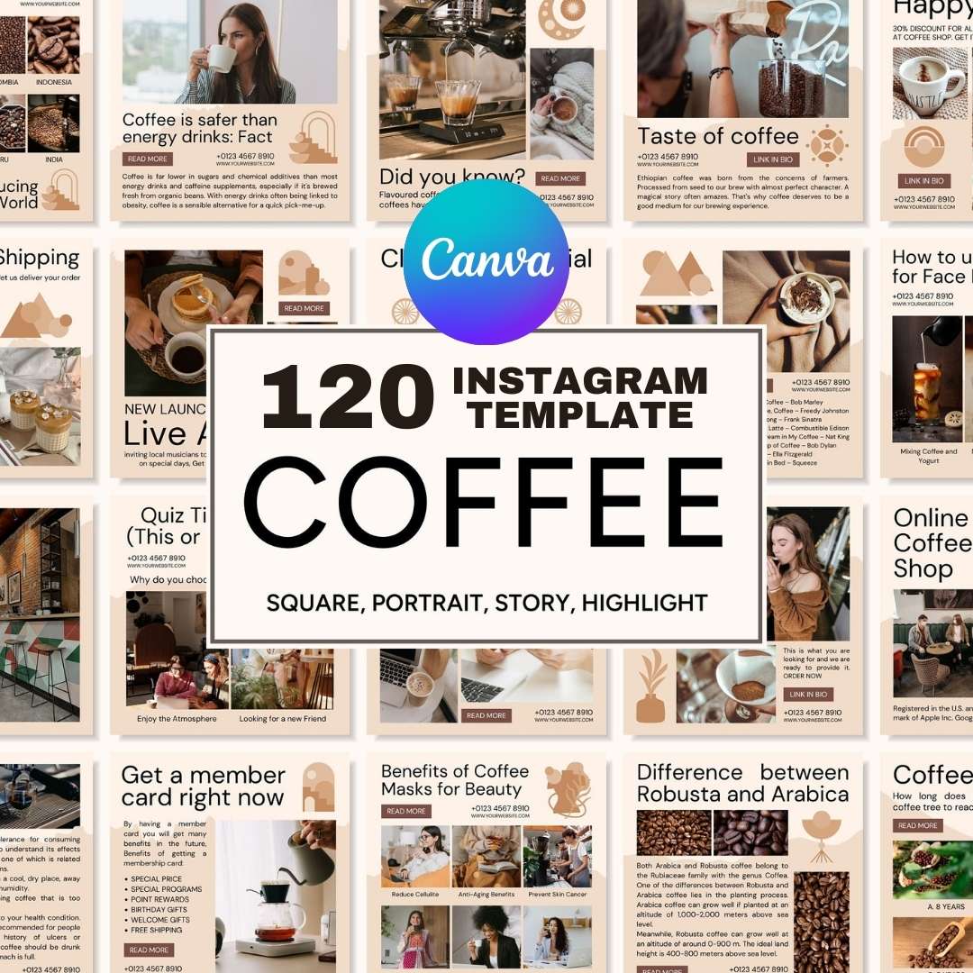 120 Coffee Beige Instagram Post - Social Media Canva Template