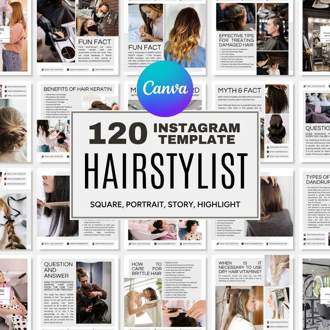 120 Hairstylish White Instagram Post - Social Media Canva Template