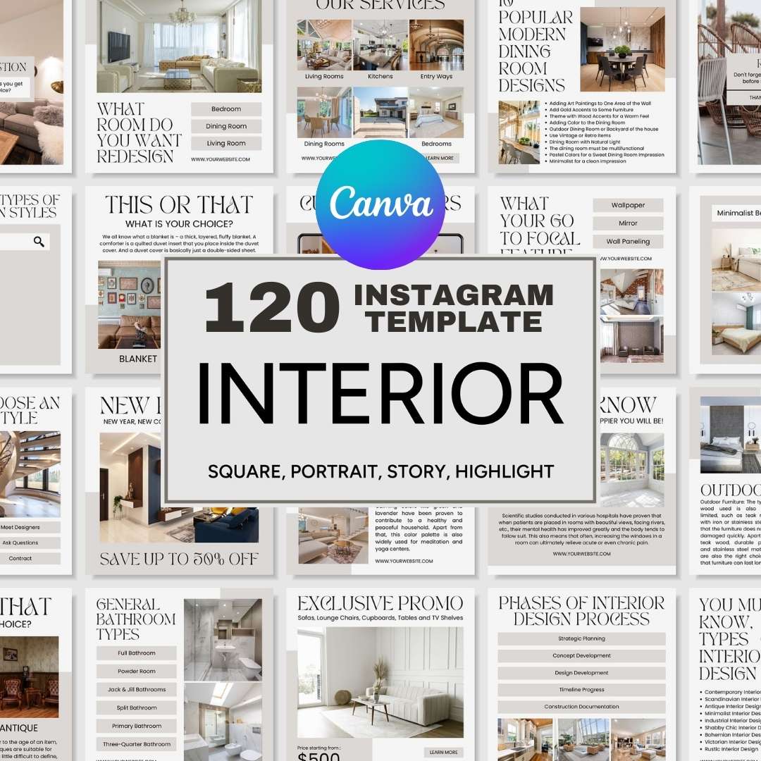 120 Interior White Instagram Post - Social Media Canva Template