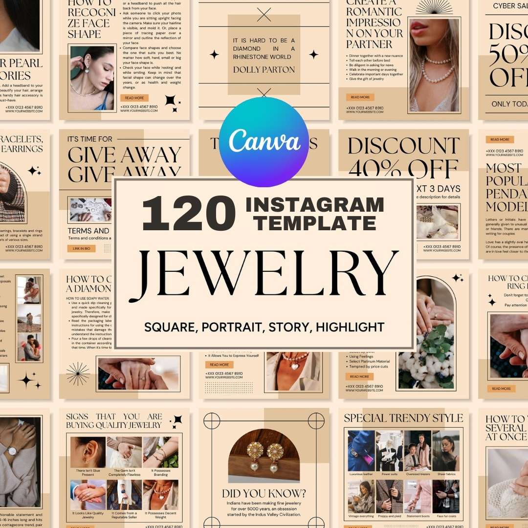 120 Jewelry Cream Instagram Post - Social Media Canva Template