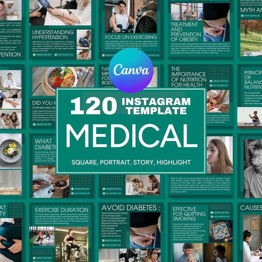 120 Green Medical Instagram Template – Social Media Canva Template