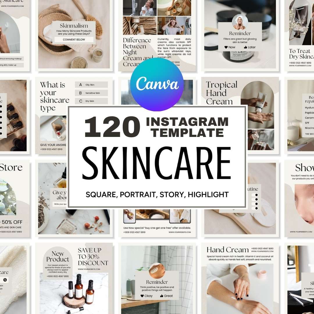 120 Skincare Business Instagram Post – Social Media Canva Template