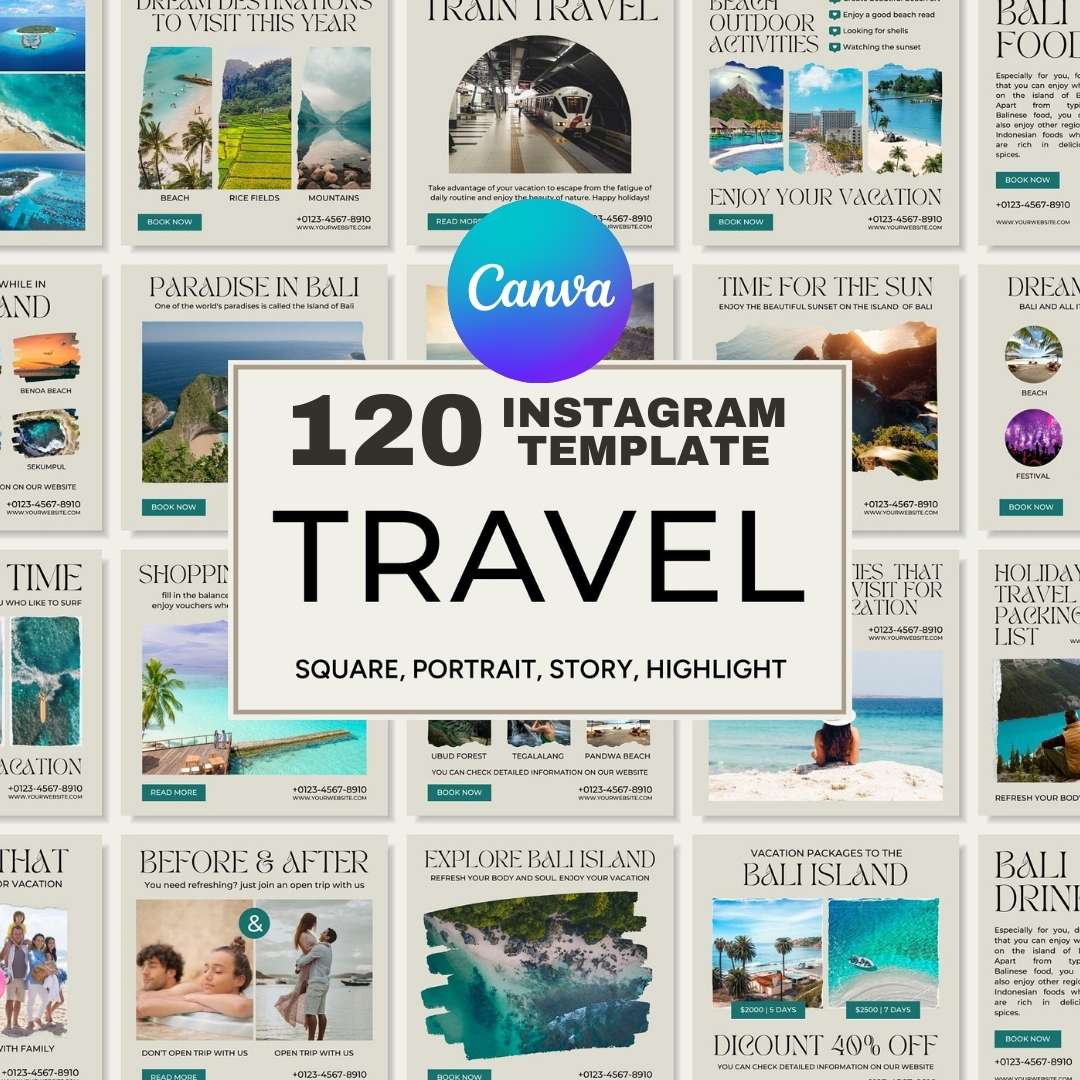 120 Travel Business Instagram Post – Social Media Canva Template