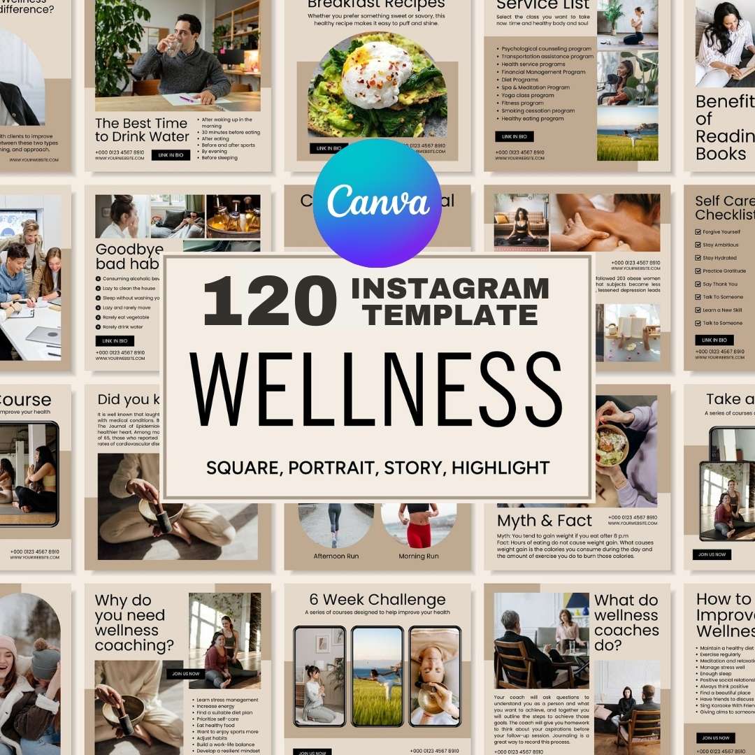 120 Wellness Brown Instagram Post – Social Media Canva Template