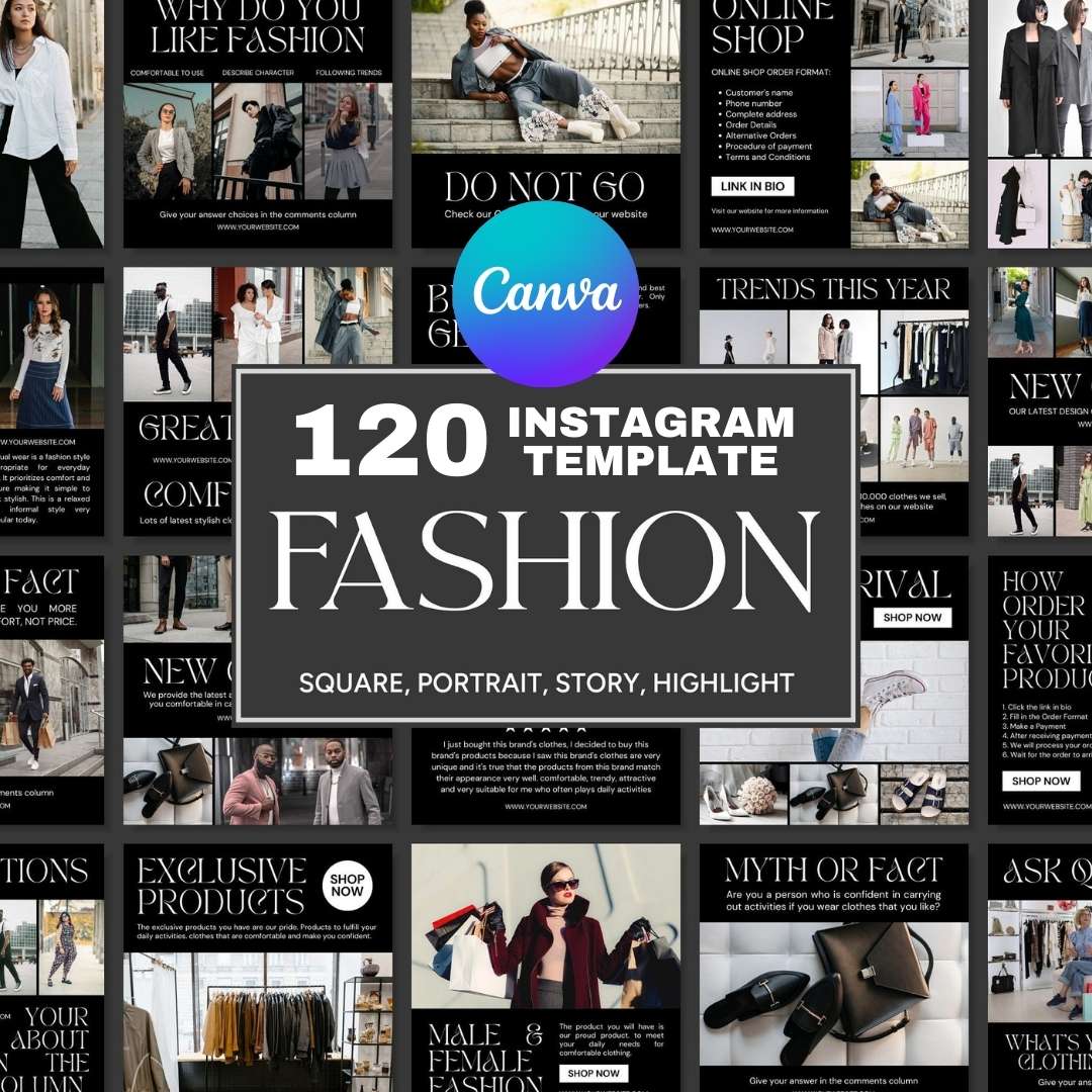 120 Fashion Black Instagram Post - Social Media Canva Template