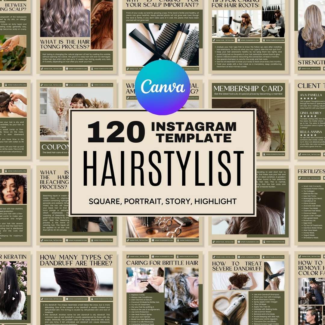 120 Hairstylish Green Instagram Post - Social Media Canva Template