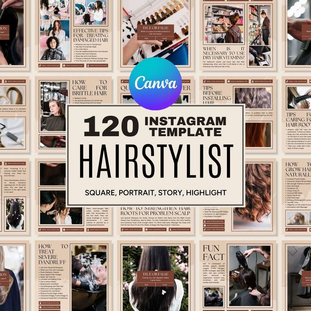 120 Hairstylish Cream Instagram Post - Social Media Canva Template