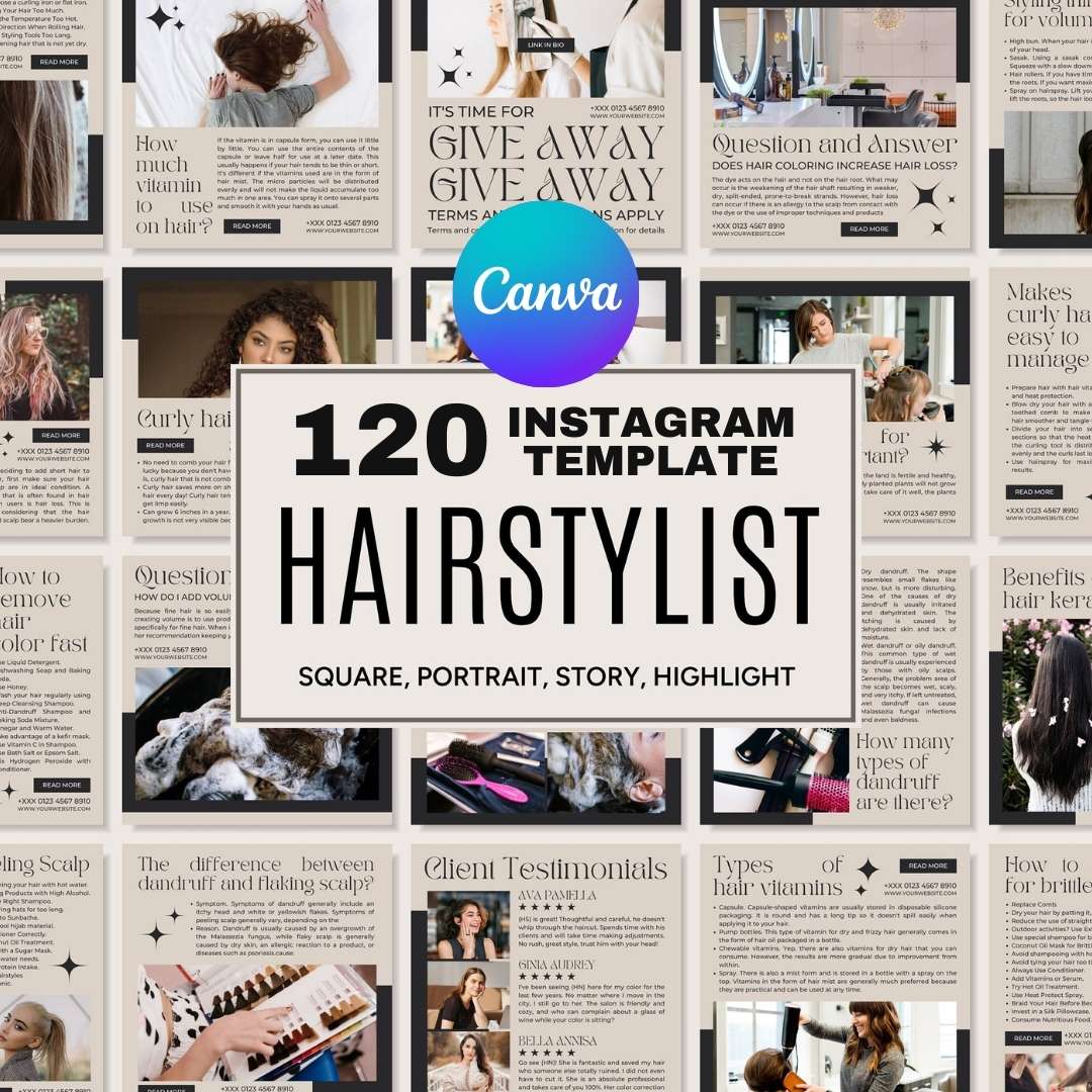 120 Hairstylish Beige Instagram Post - Social Media Canva Template