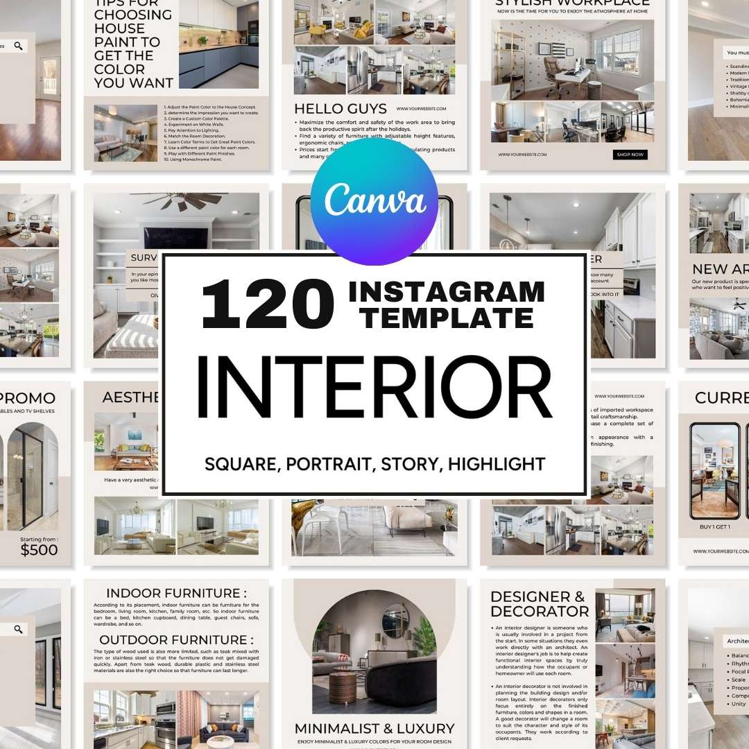 120 Interior Gray Instagram Post - Social Media Canva Template