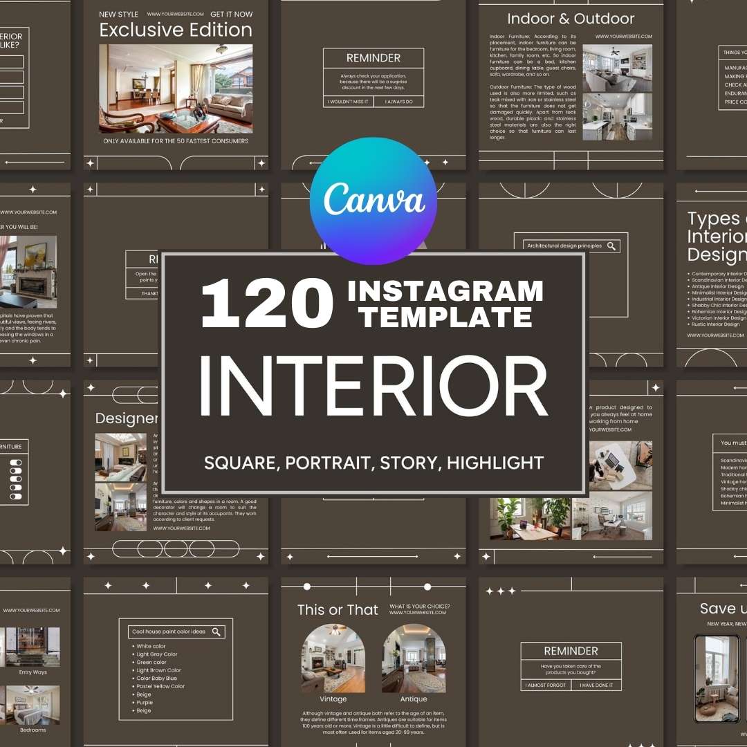 120 Interior Dark Brown Instagram Post - Social Media Canva Template