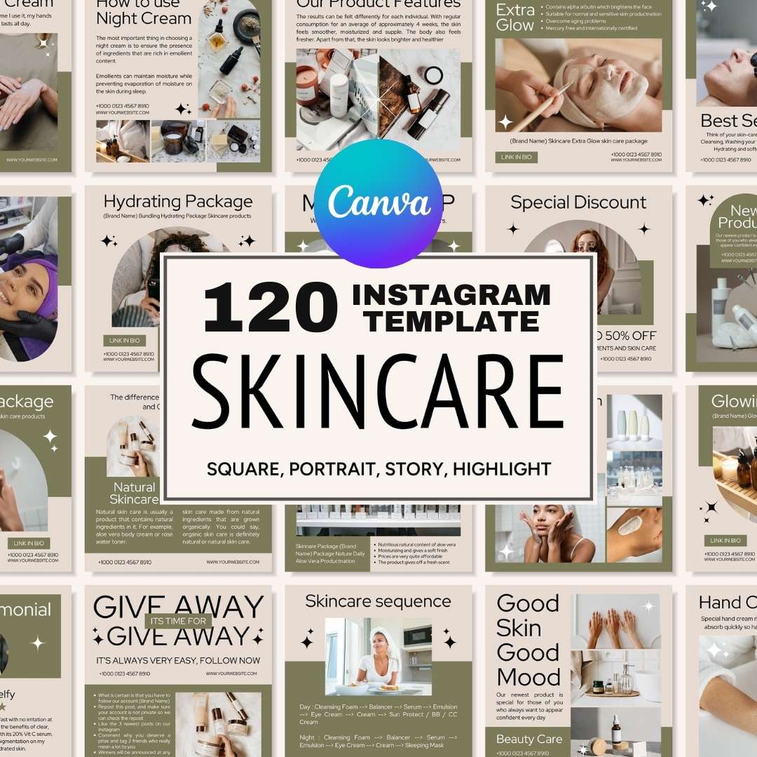 120 Skincare Beige Instagram Post – Social Media Canva Template