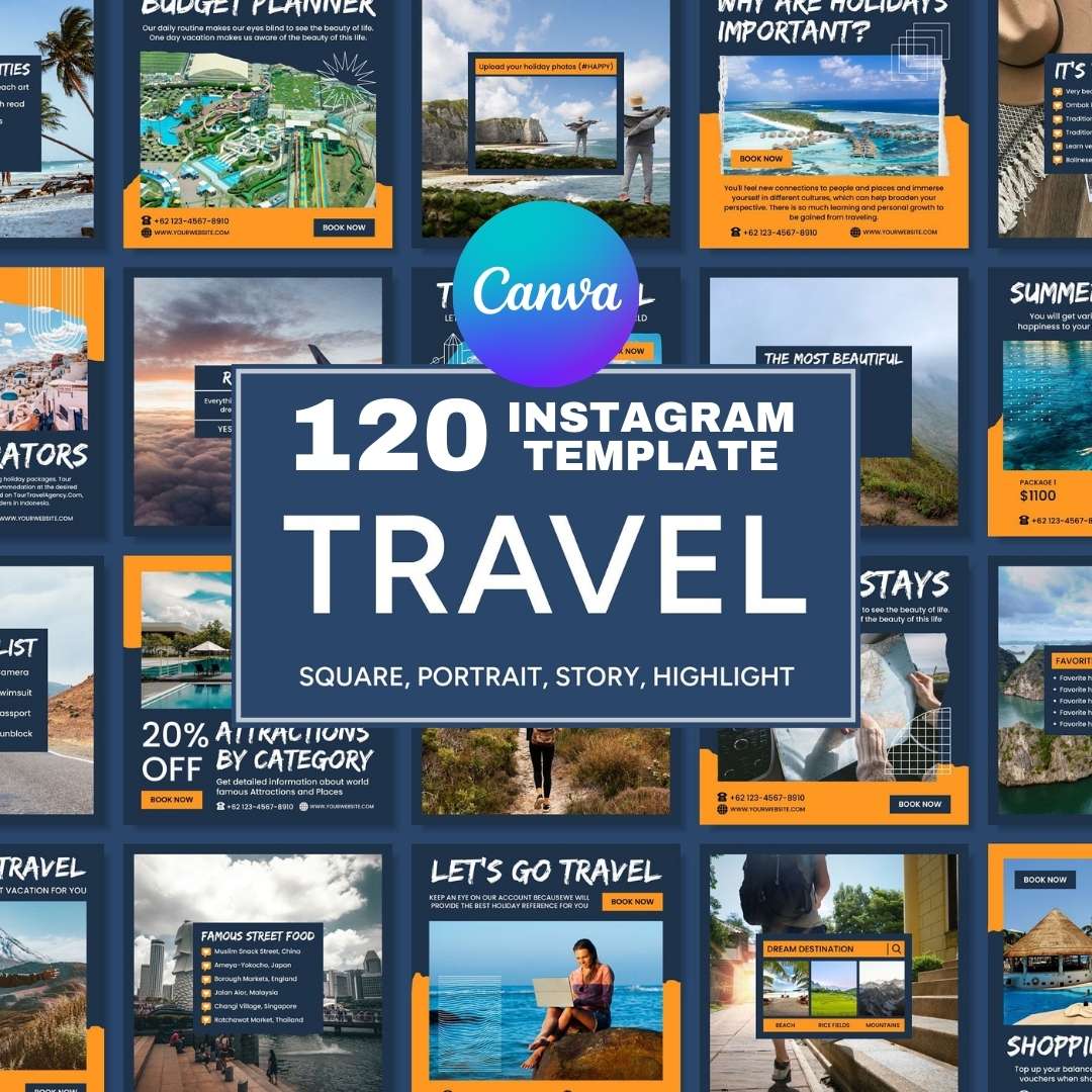 120 Travel & Tourism Instagram Post – Social Media Canva Template