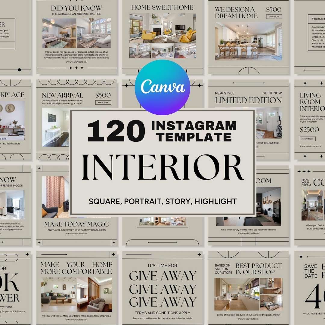 120 Interior Grey Instagram Post - Social Media Canva Template