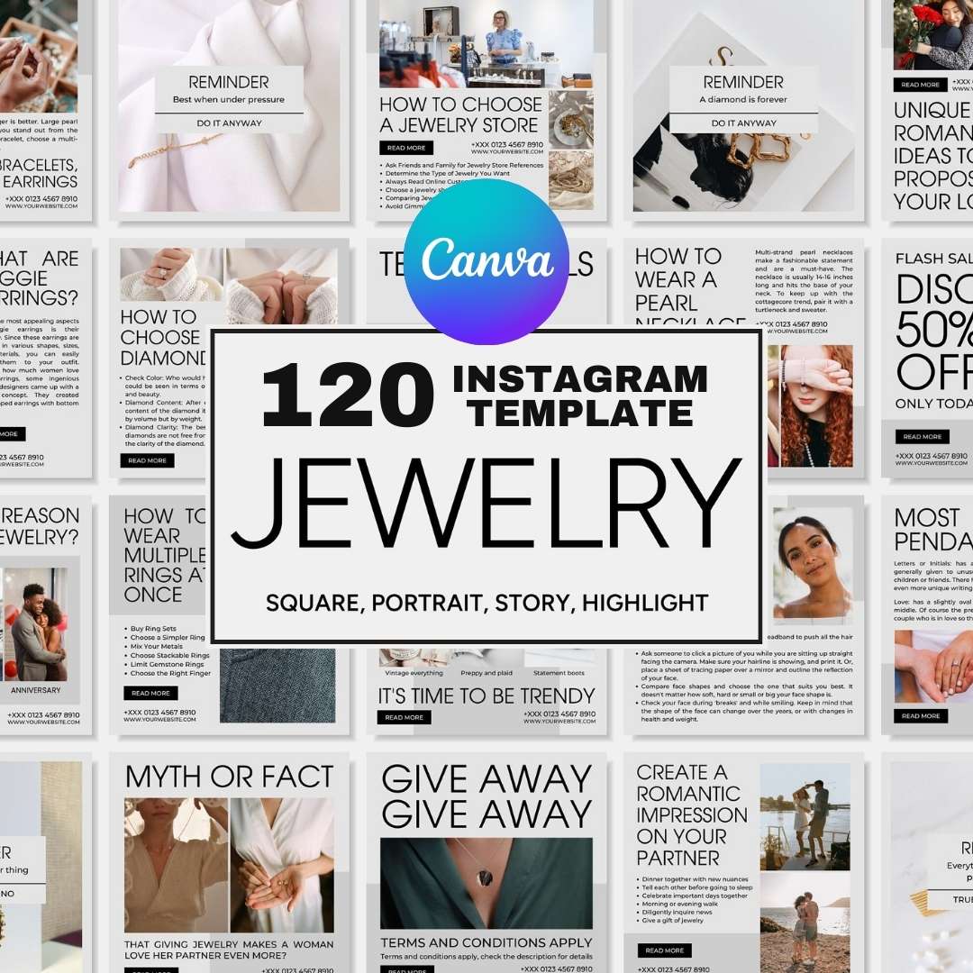 120 Jewelry Soft Grey Instagram Post - Social Media Canva Template