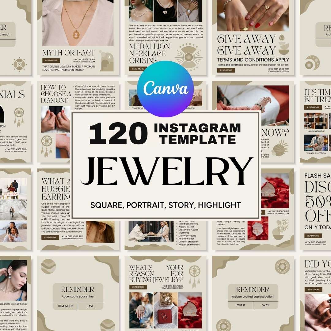 120 Jewelry Business Instagram Post - Social Media Canva Template