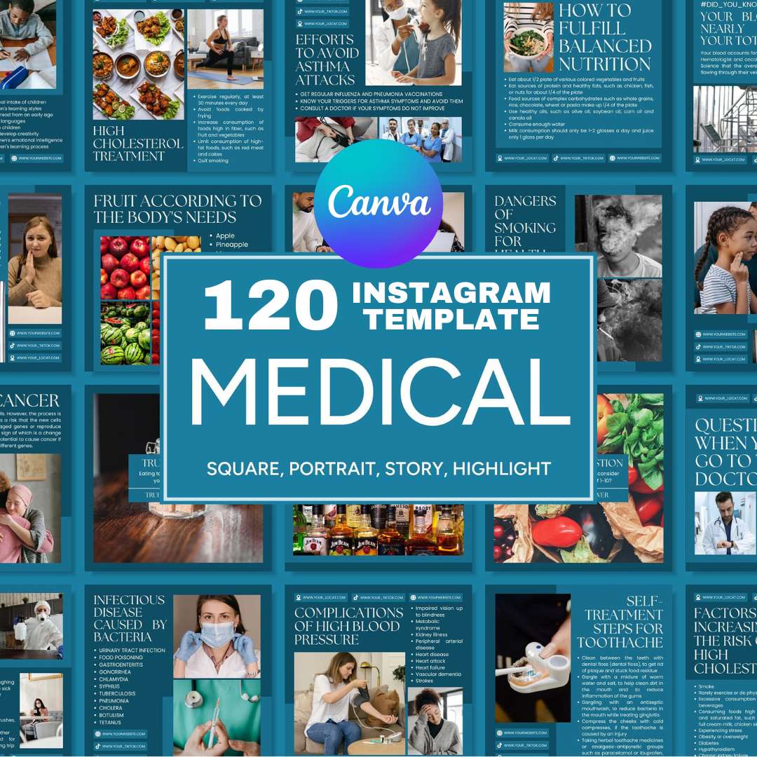 120 Blue Medical Instagram Template – Social Media Canva Template