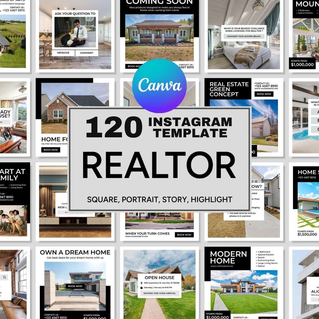 120 Real Estate White Instagram Post – Social Media Canva Template