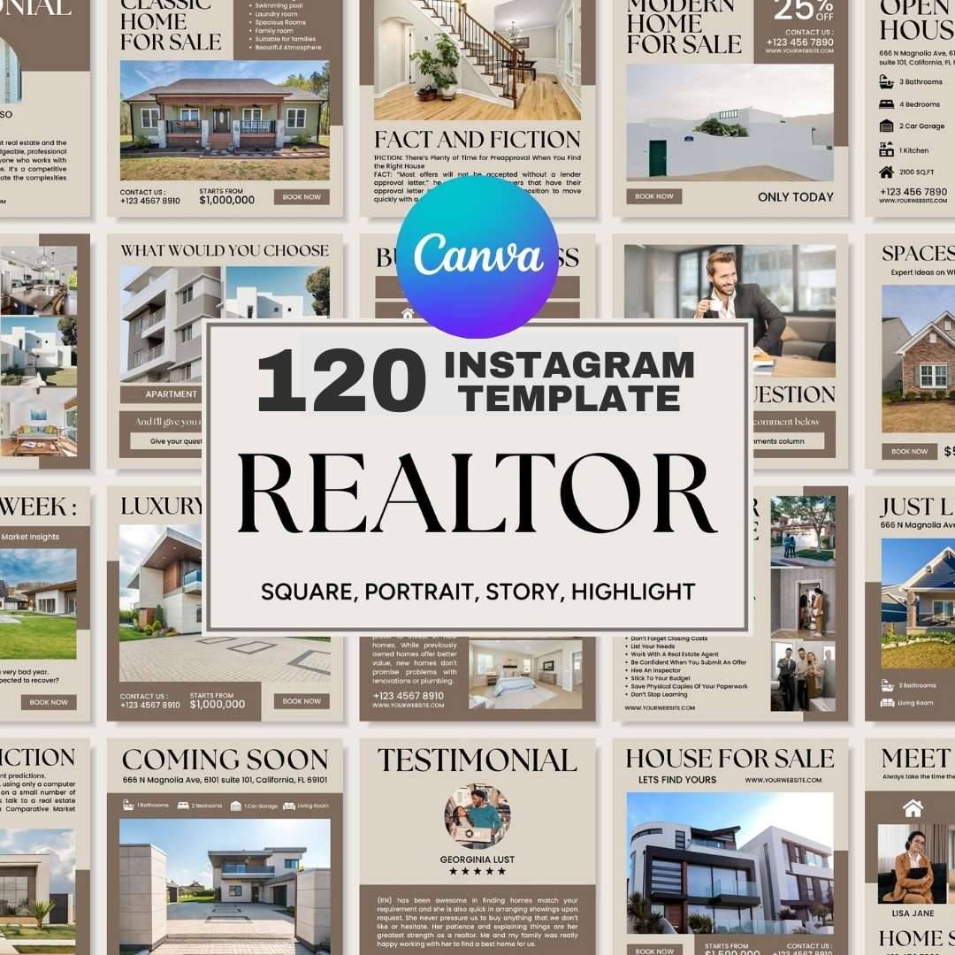 120 Beige Real Estate Instagram Post – Social Media Canva Template