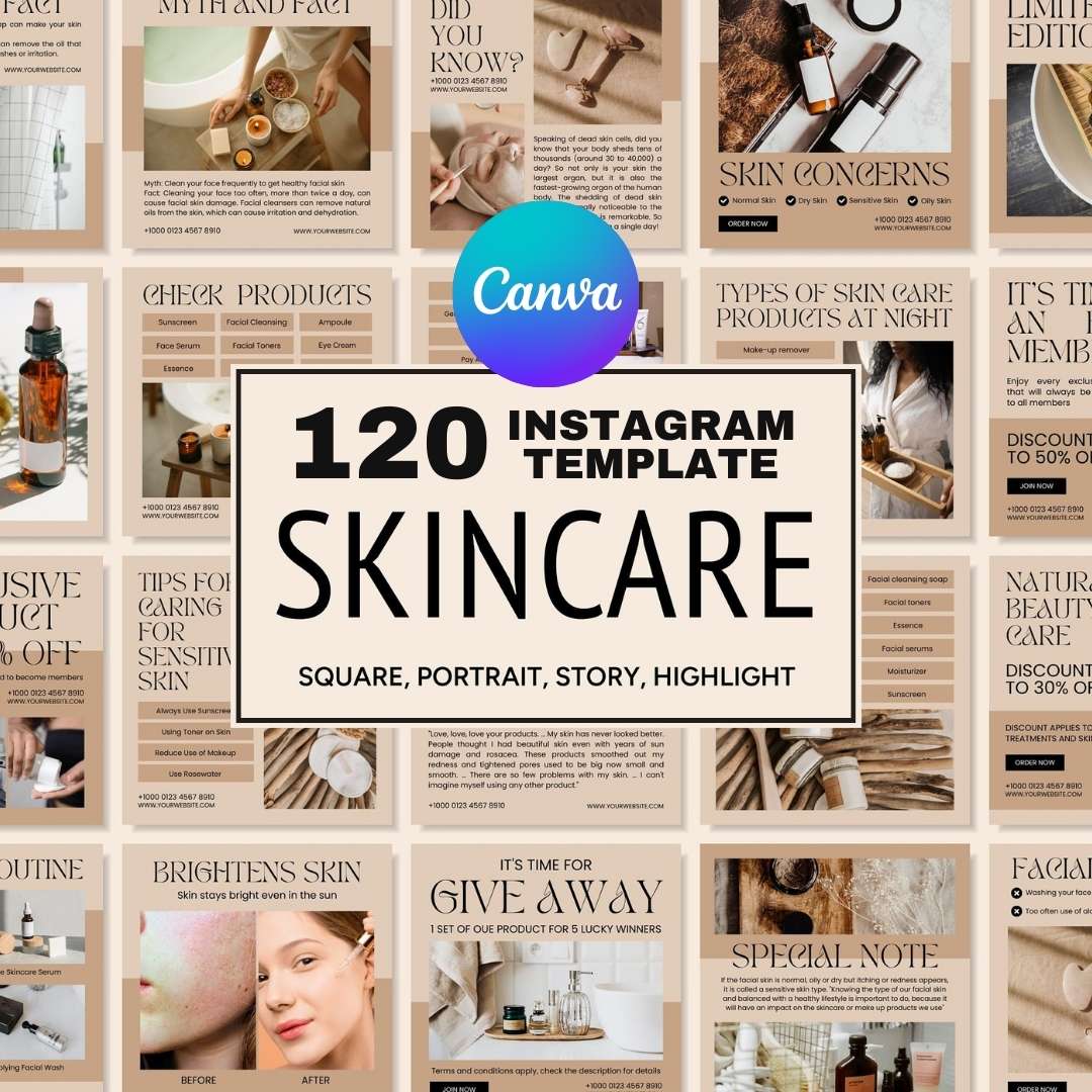 120 Skincare Brown Instagram Post – Social Media Canva Template