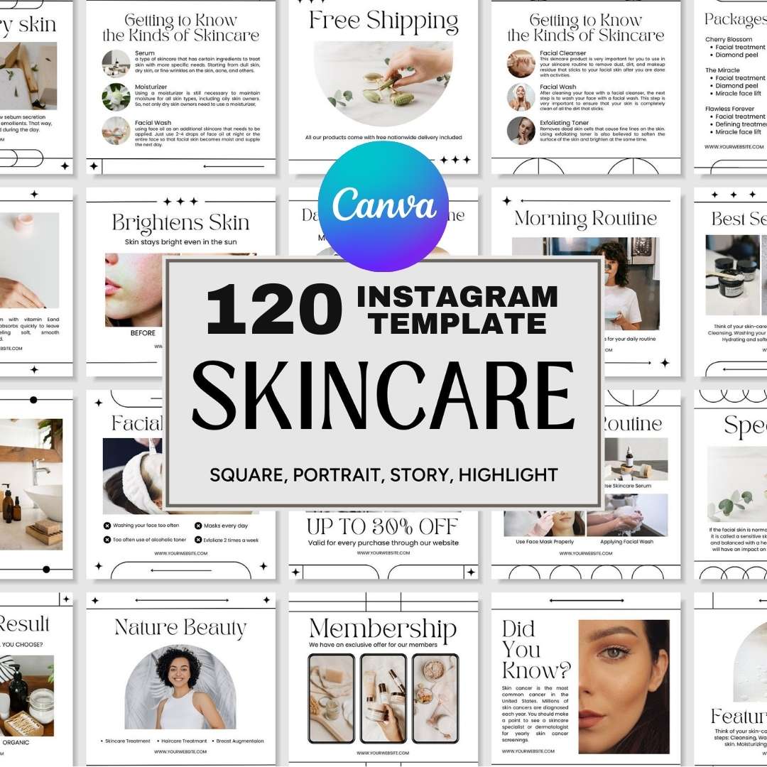 120 Skincare White Instagram Post – Social Media Canva Template
