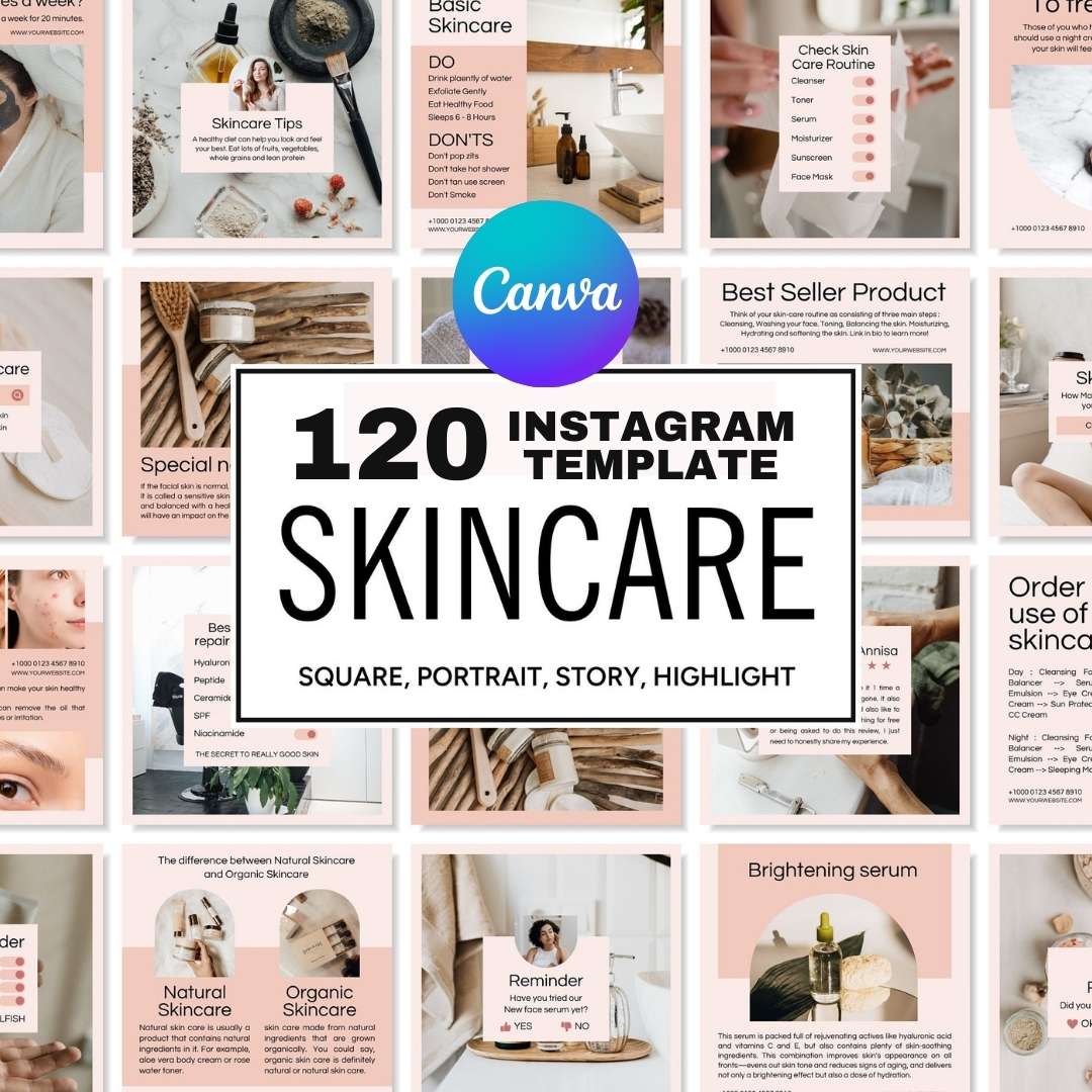 120 Skincare Pink Instagram Post – Social Media Canva Template
