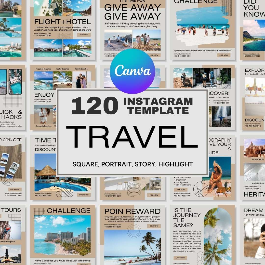 120 Tourism Agency Instagram Post – Social Media Canva Template