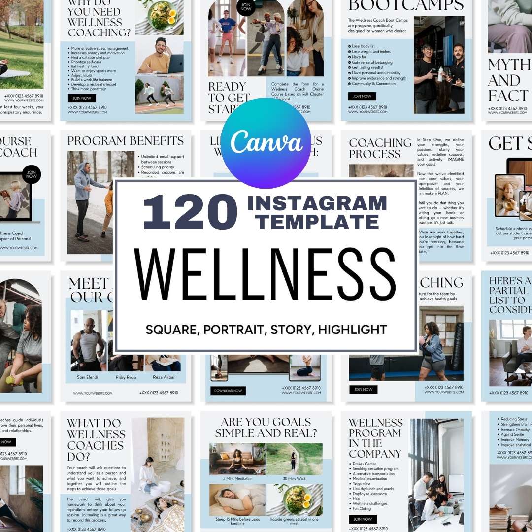 120 Wellness Blue Instagram Post – Social Media Canva Template