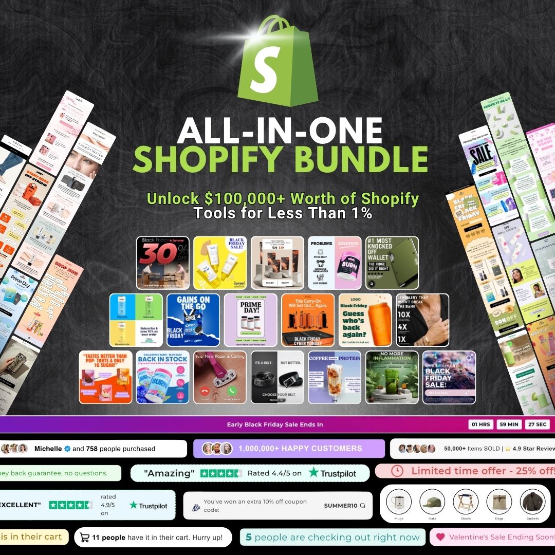 The Ultimate Shopify Hustler Bundle | 2,000+ Premium Tools for Winning Stores