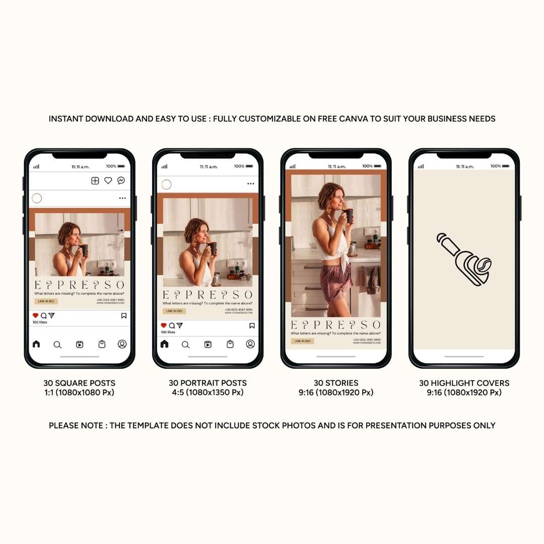 120 Coffee Light Brown Instagram Post - Social Media Canva Template
