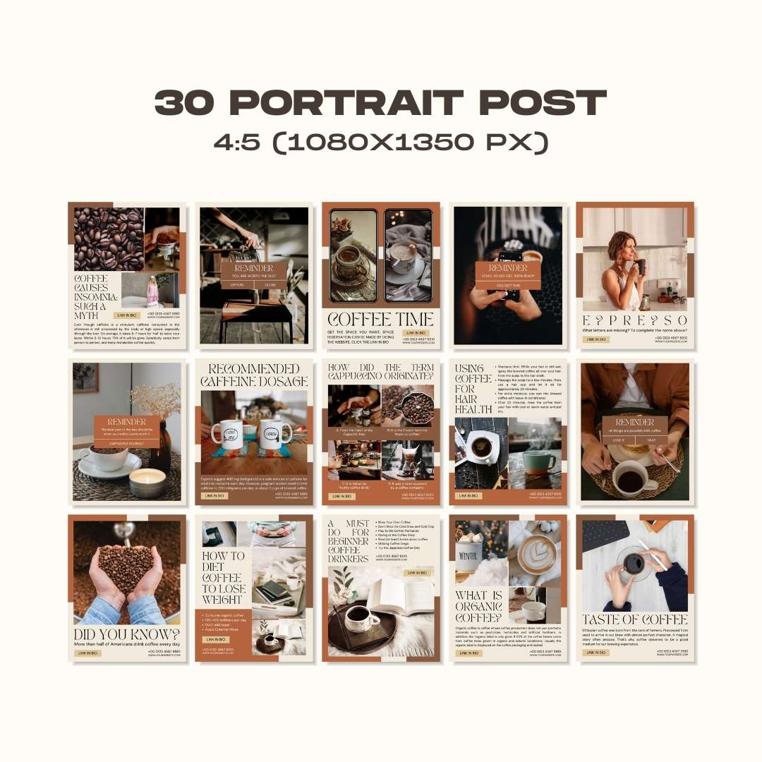 120 Coffee Light Brown Instagram Post - Social Media Canva Template