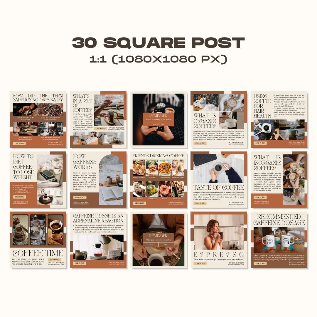 120 Coffee Light Brown Instagram Post - Social Media Canva Template