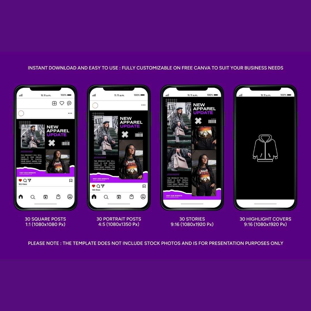 120 Fashion Purple Instagram Post - Social Media Canva Template
