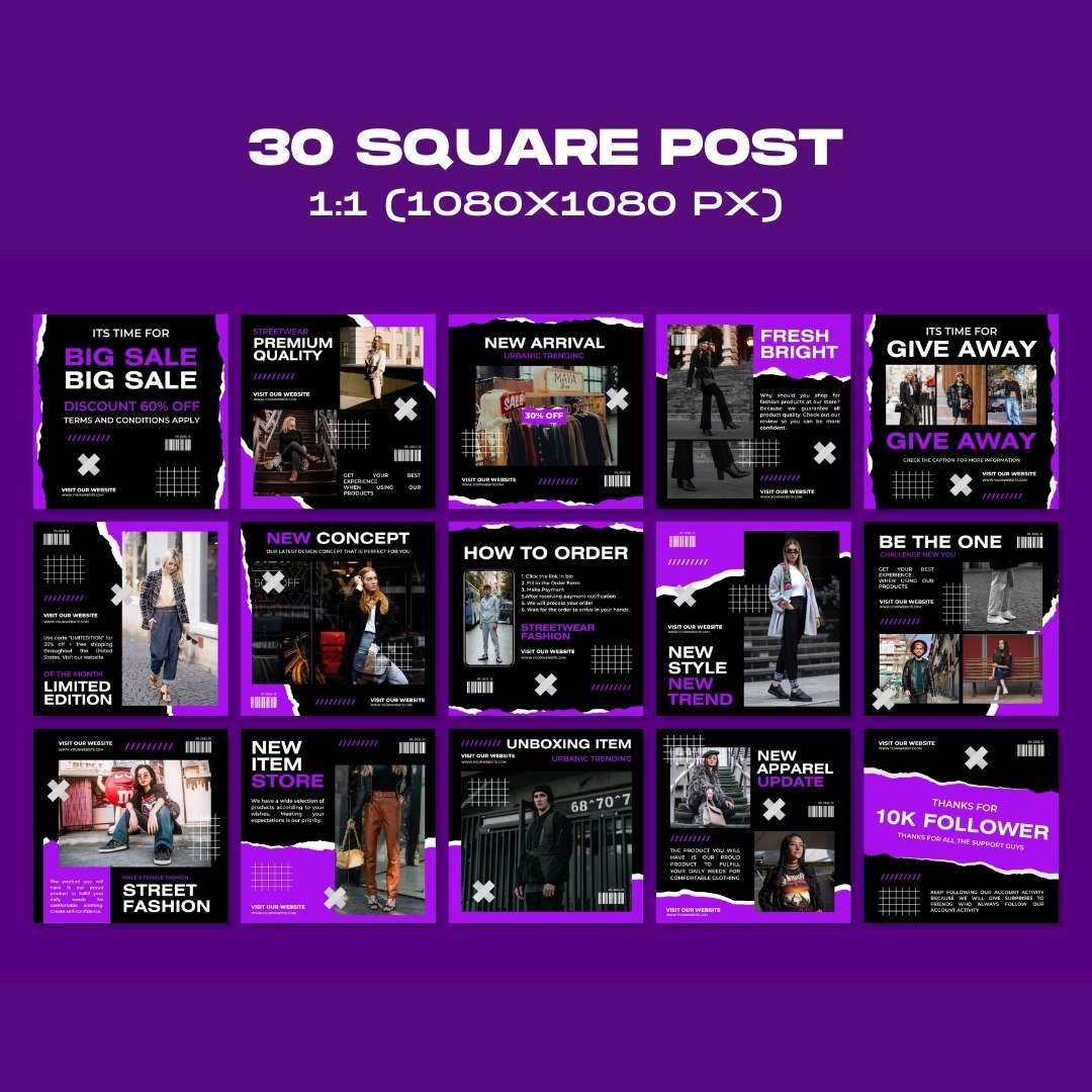 120 Fashion Purple Instagram Post - Social Media Canva Template