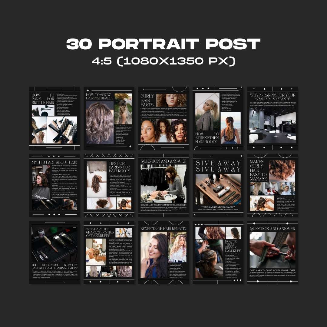 120 Hairstylish Black Instagram Post - Social Media Canva Template