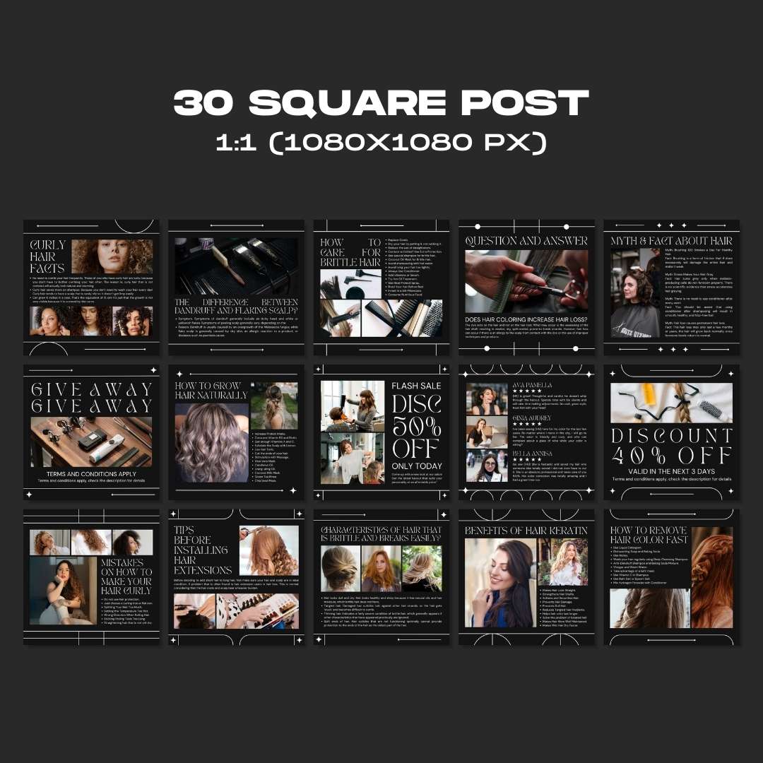 120 Hairstylish Black Instagram Post - Social Media Canva Template