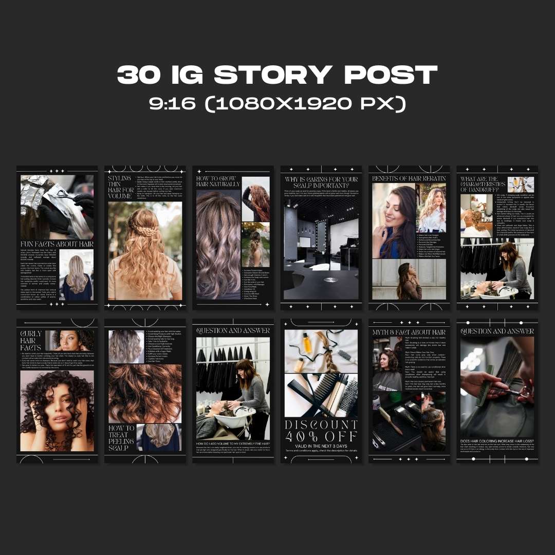 120 Hairstylish Black Instagram Post - Social Media Canva Template