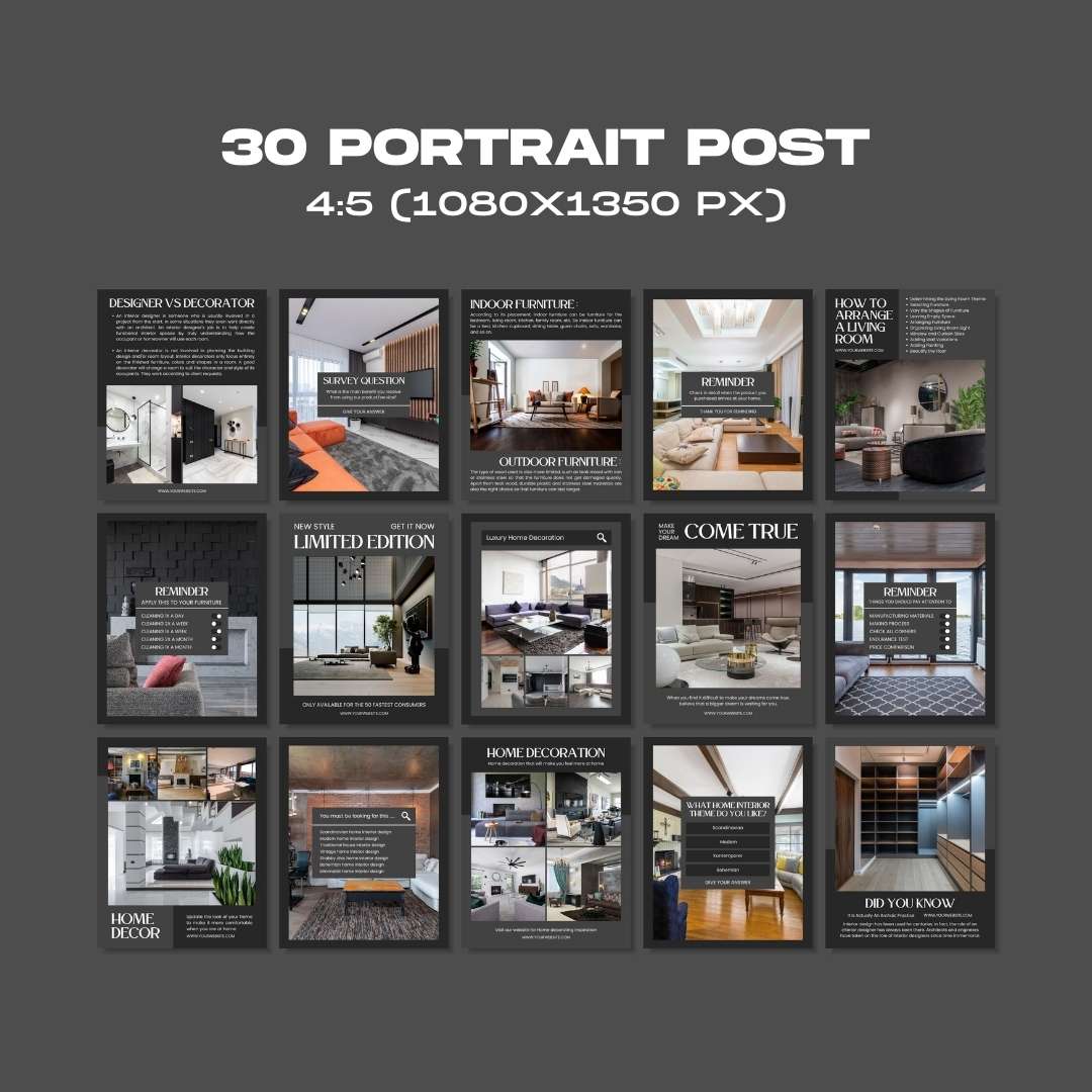 120 Interior Black Instagram Post - Social Media Canva Template