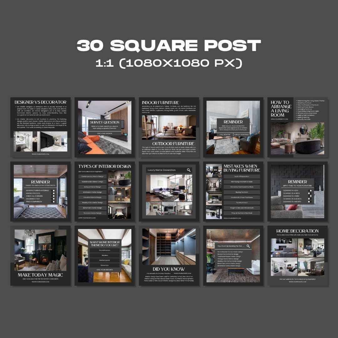 120 Interior Black Instagram Post - Social Media Canva Template