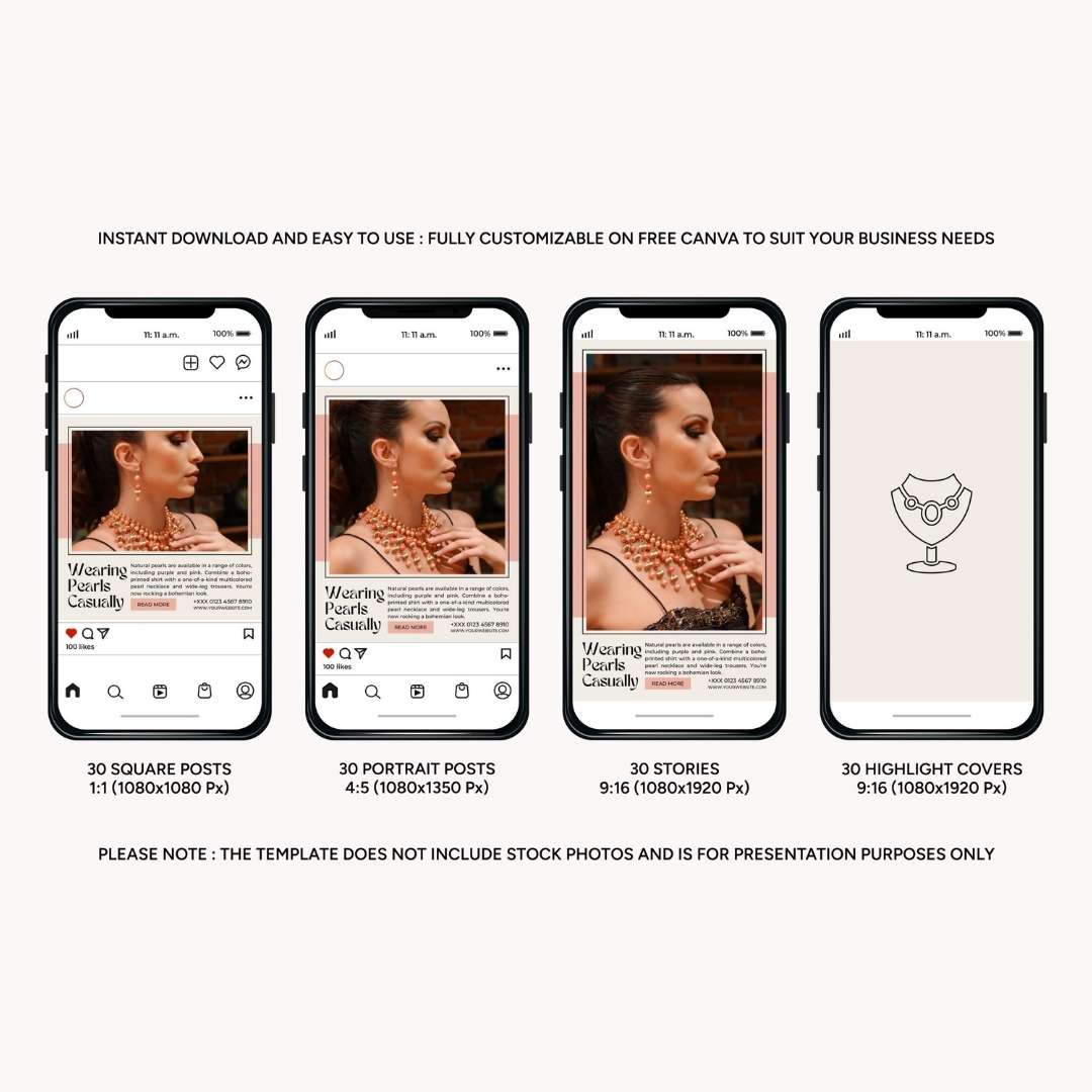 120 Jewelry Soft Pink Instagram Post - Social Media Canva Template