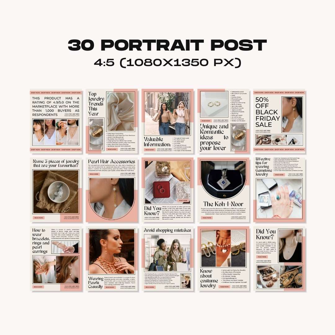 120 Jewelry Soft Pink Instagram Post - Social Media Canva Template