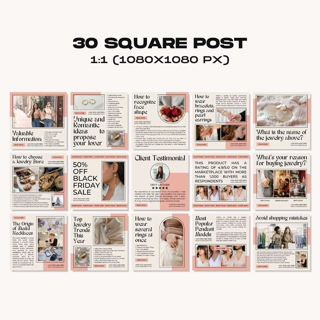 120 Jewelry Soft Pink Instagram Post - Social Media Canva Template