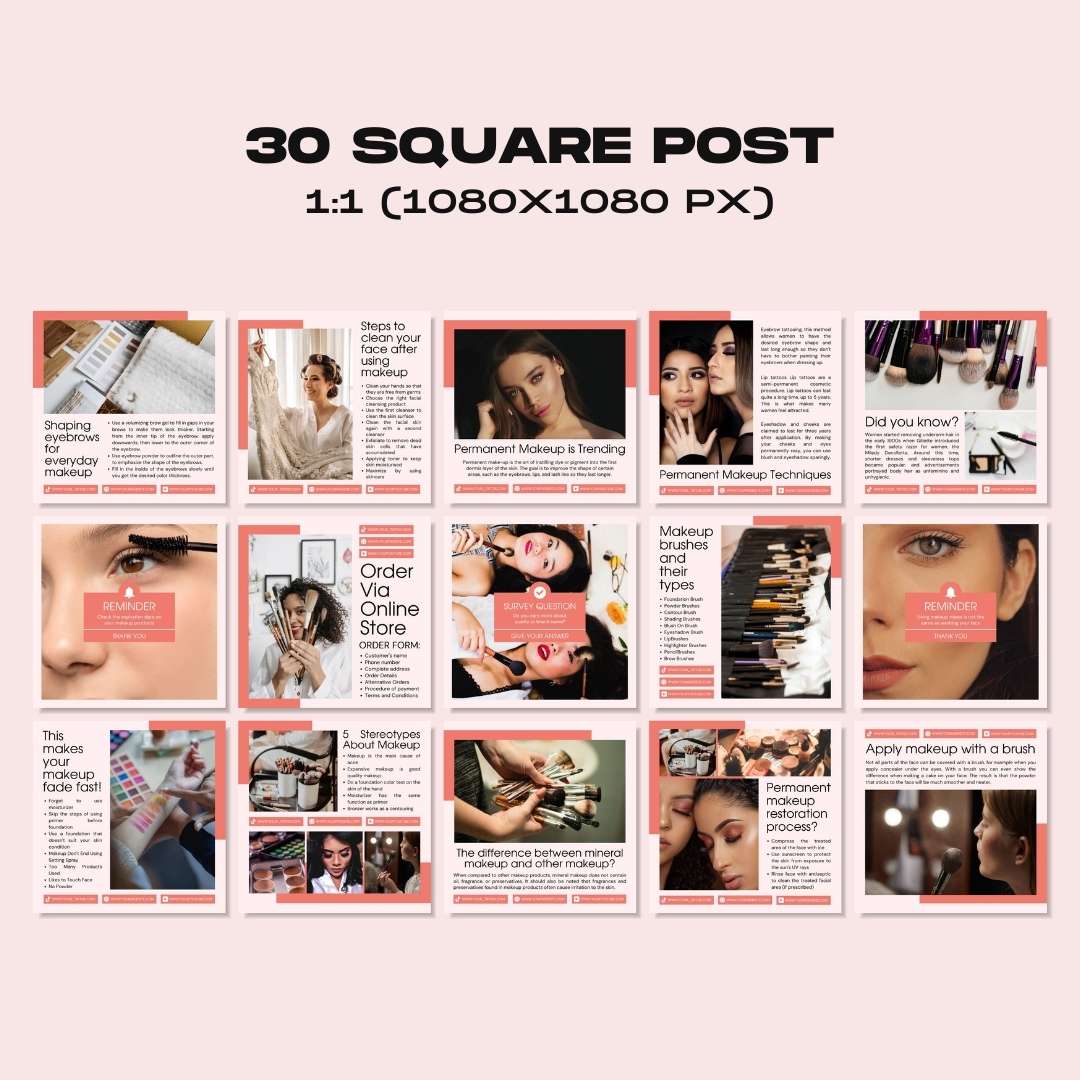 120 Pink Make Up Instagram Template – Editable Social Media Canva Pack