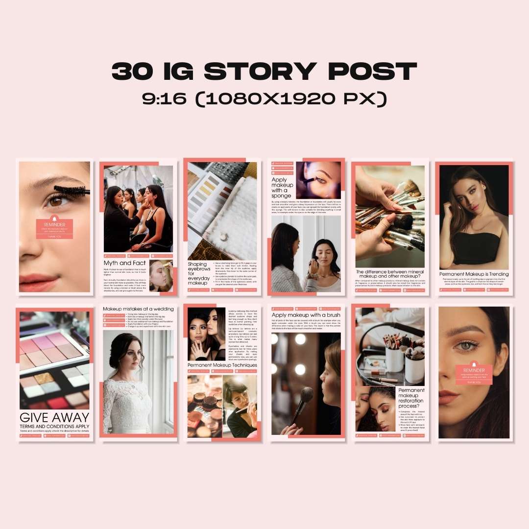 120 Pink Make Up Instagram Template – Editable Social Media Canva Pack
