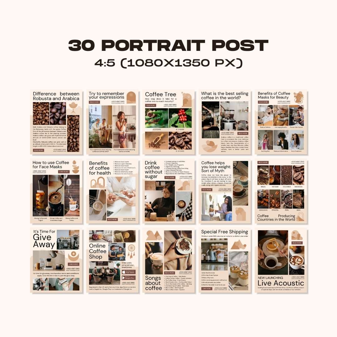 120 Coffee Beige Instagram Post - Social Media Canva Template