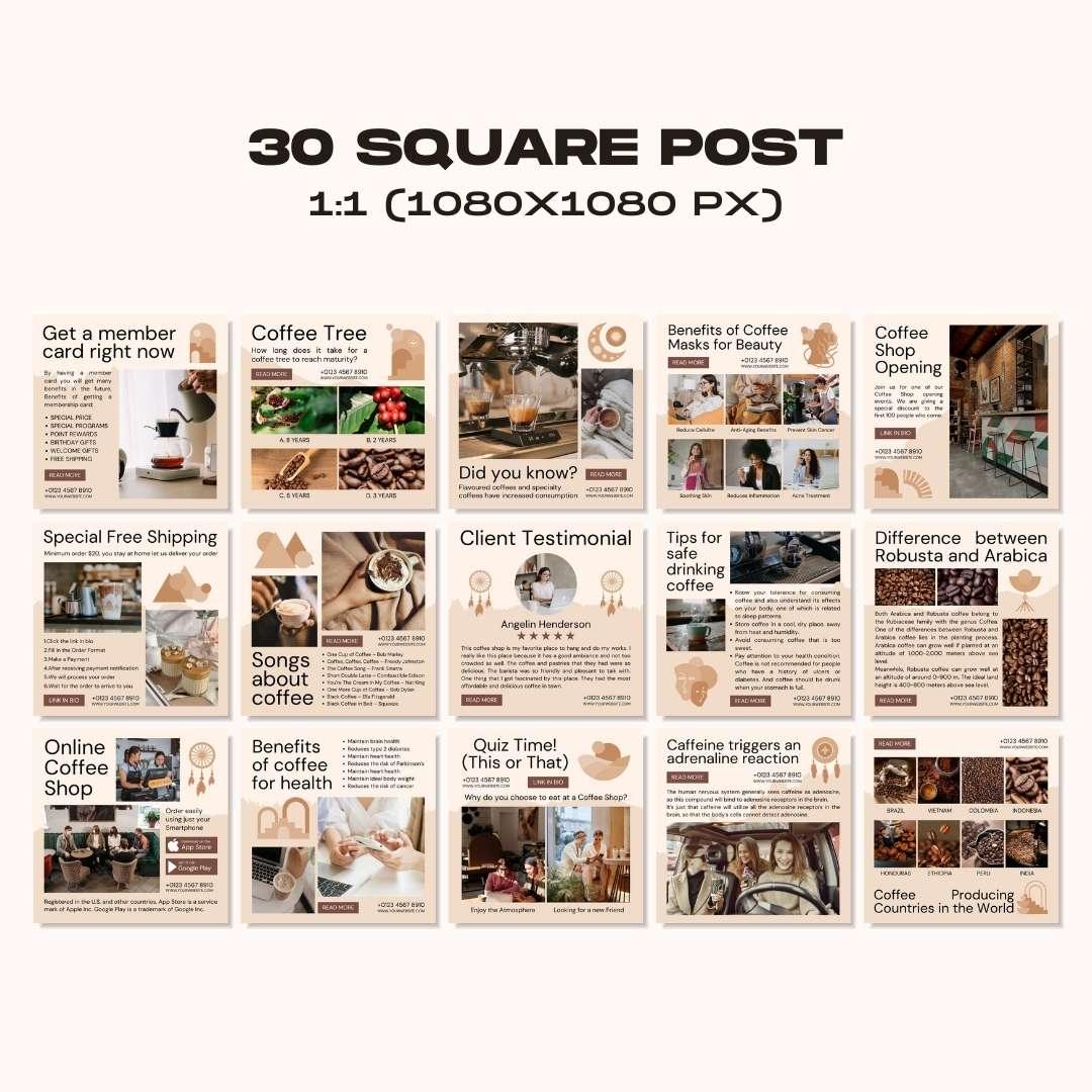 120 Coffee Beige Instagram Post - Social Media Canva Template