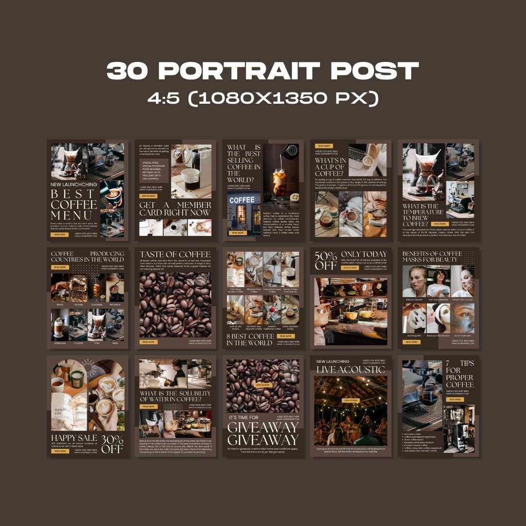 120 Coffee Shop Brown Instagram Post - Social Media Canva Templates
