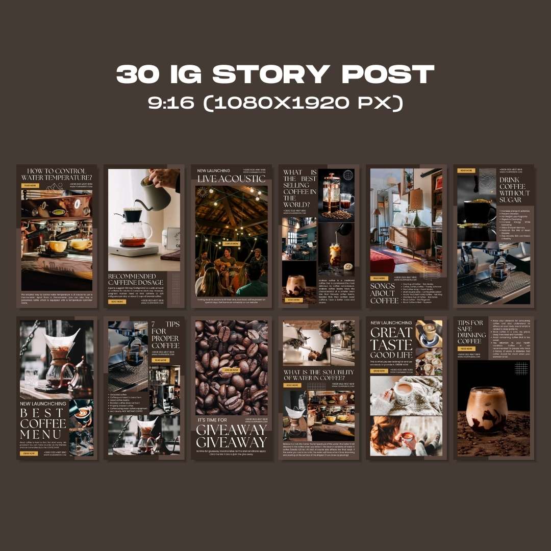 120 Coffee Shop Brown Instagram Post - Social Media Canva Templates