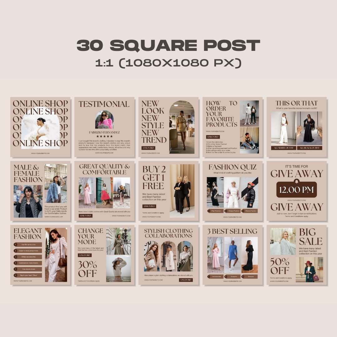 120 Fashion Brown Instagram Post - Social Media Canva Template